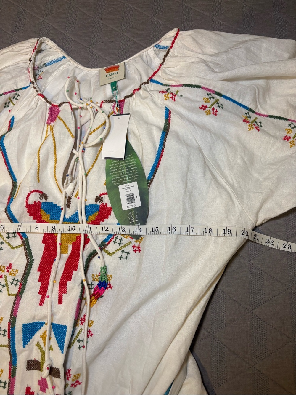 NWT Farm Rio Macaw Tassel-Tie Embroidered Maxi Dress Size M - Picture 13 of 16